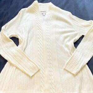 Kim Rogers women's Large open front cardigan white long sleeve